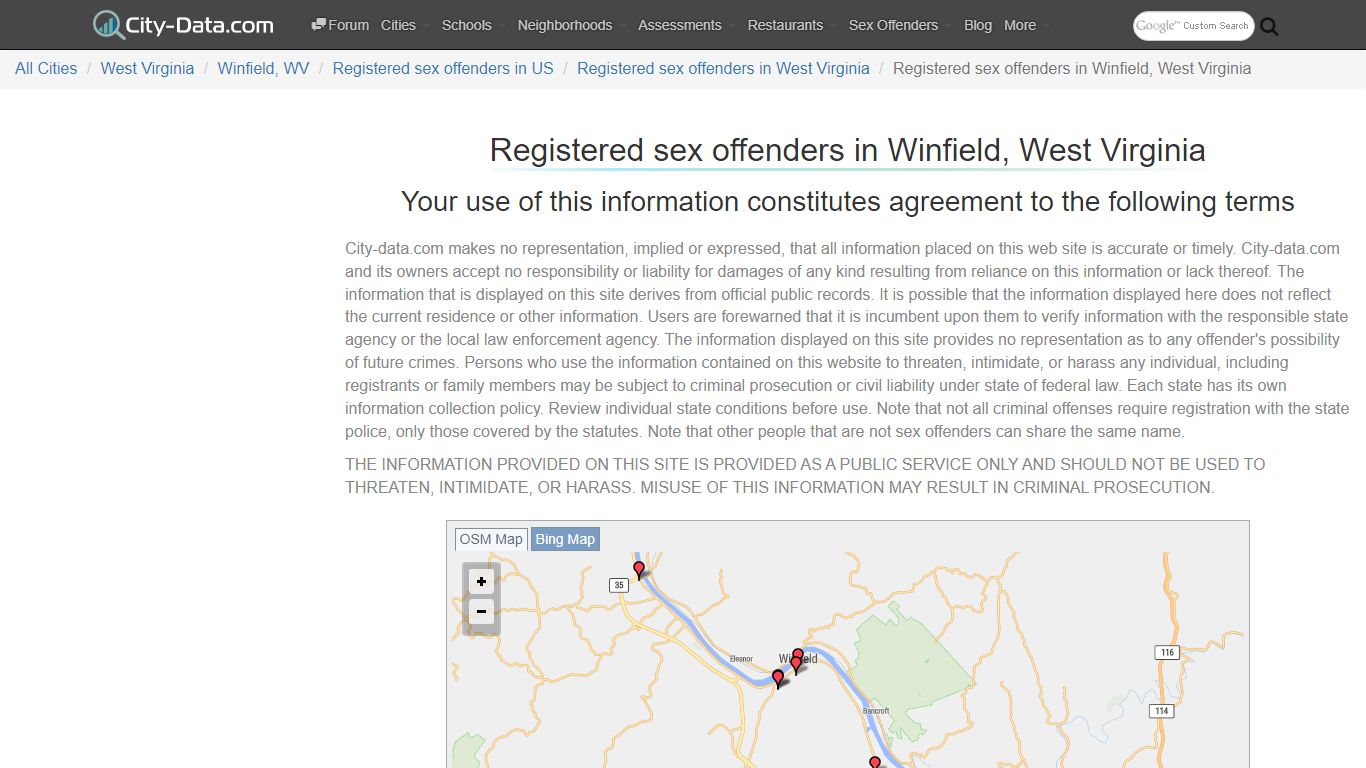 Registered sex offenders in Winfield, West Virginia